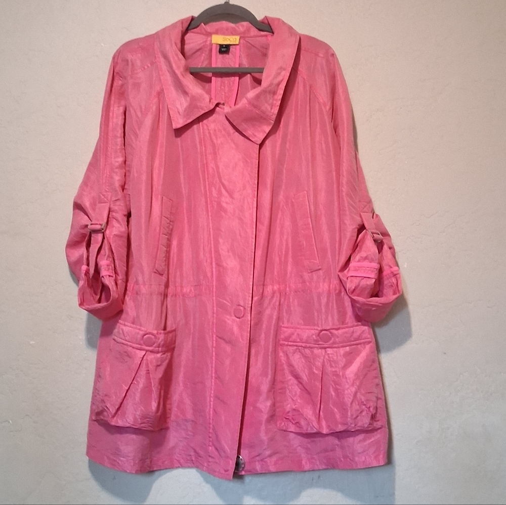 ST John By So Ca Women‎ Silk Light Jacket Pink SzXL Raincoat Sport Transitional